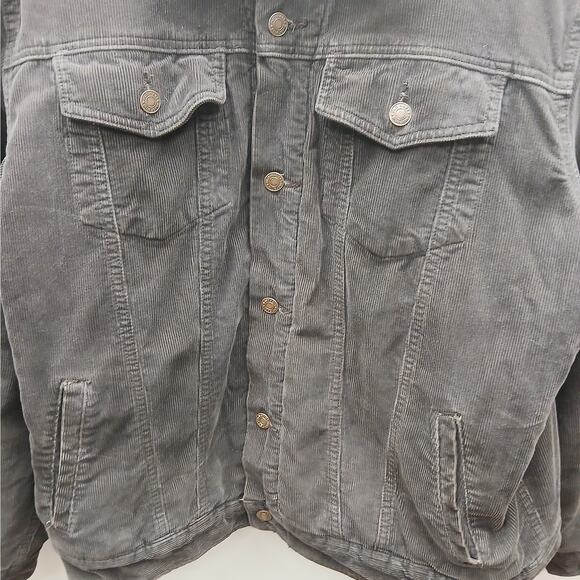 VTG Y2K Old Navy Corduroy Trucker Jacket Men's Large Sherpa Lined Brown SZ Large - Picture 7 of 7